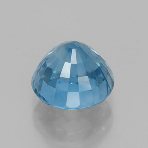 4.43캐럿 천연 트루 블루 지르콘, 라운드 컷, 8.49 mm, VVS