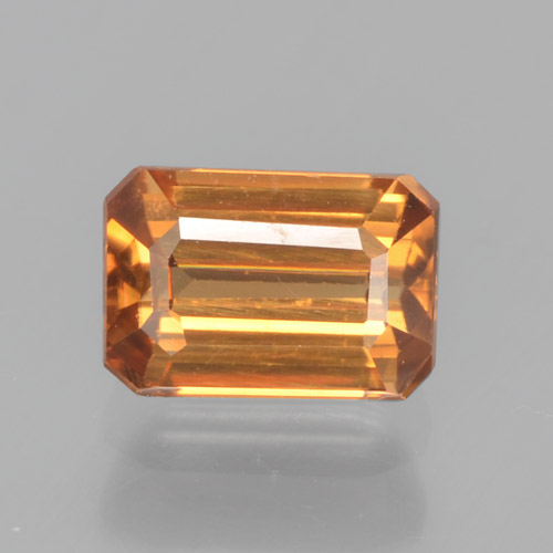 1.05캐럿 천연 오렌지 브라운 지르콘, 에메랄드 컷, 6.1×4.2 mm, VVS