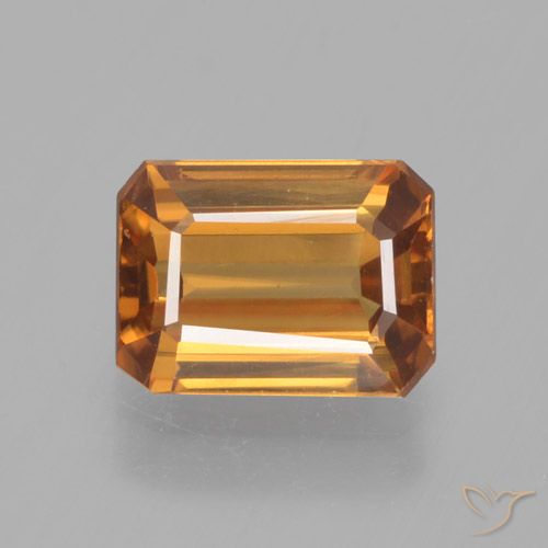 1.56ct 자연스러운 오렌지 브라운 지르콘, 에메랄드 컷, VVS