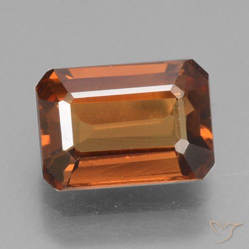 1.53ct 자연스러운 딥 오렌지 지르콘, 에메랄드 컷, VVS