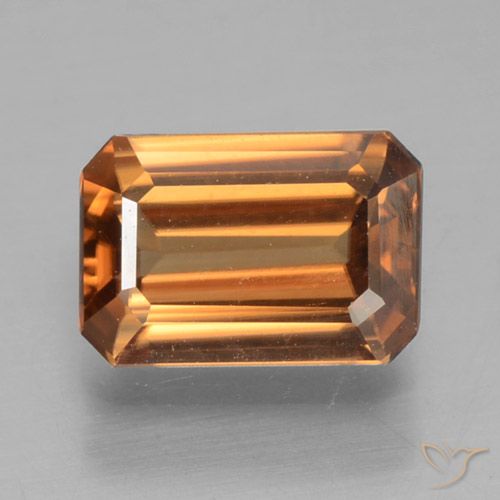 1.19ct 자연스러운 미디엄 오렌지 지르콘, 에메랄드 컷, VVS