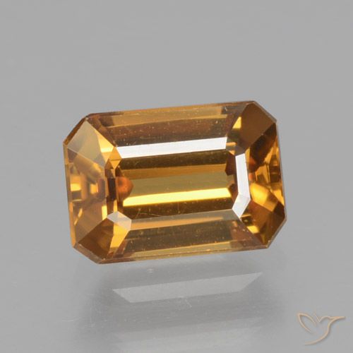 1.55ct 자연스러운 오렌지 브라운 지르콘, 에메랄드 컷, VVS-VS