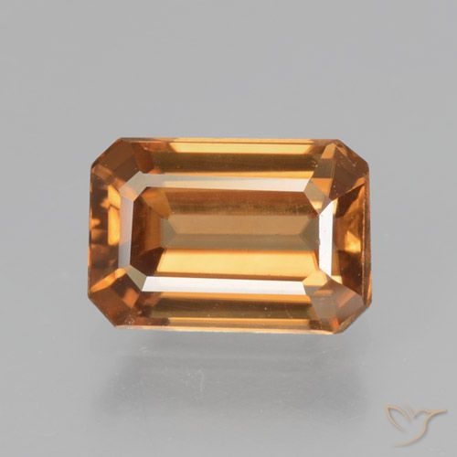 1.36ct 자연스러운 오렌지 브라운 지르콘, 에메랄드 컷, VVS
