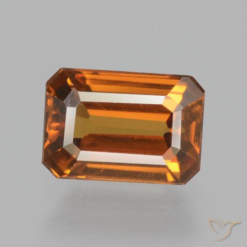 1.64ct 자연스러운 갈색 오렌지 지르콘, 에메랄드 컷, VVS