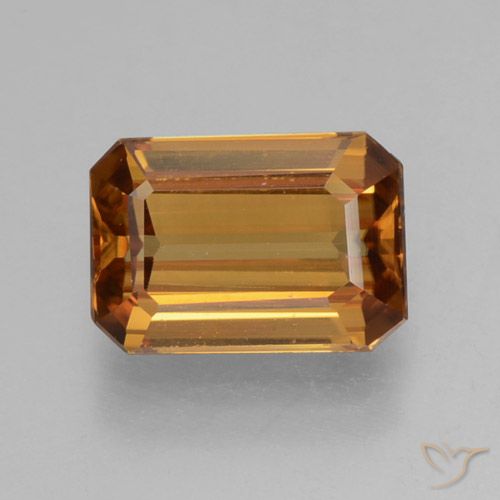 1.37ct 자연스러운 오렌지 브라운 지르콘, 에메랄드 컷, VVS