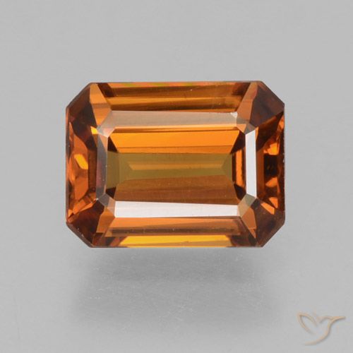1.61ct 자연스러운 미디엄 오렌지 지르콘, 에메랄드 컷, VVS