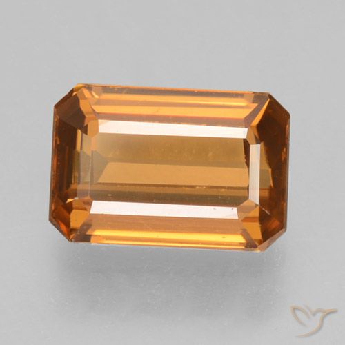 1.26ct 자연스러운 미디엄 오렌지 지르콘, 에메랄드 컷, VVS