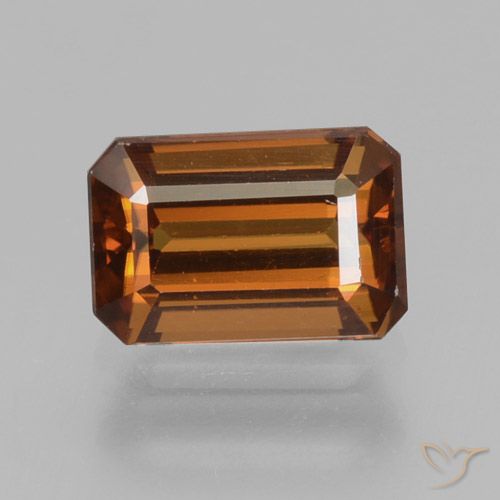 1.56ct 자연스러운 미디엄 다크 오렌지 지르콘, 에메랄드 컷, VVS