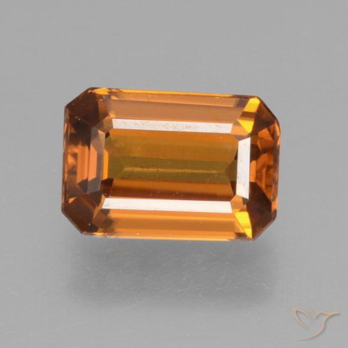 1.32ct 자연스러운 갈색 오렌지 지르콘, 에메랄드 컷, VVS