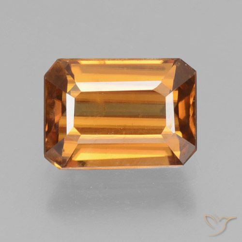 1.67ct 자연스러운 딥 오렌지 지르콘, 에메랄드 컷, VVS