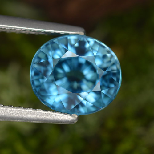 3.49캐럿 천연 블루 지르콘, 타원형 컷, 8×7 mm, VS