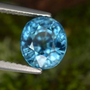 3.49캐럿 천연 블루 지르콘, 타원형 컷, 8×7 mm, VS