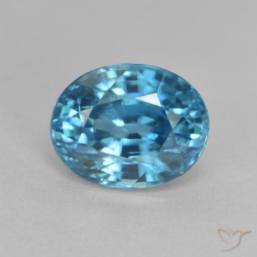 3.40ct 자연스러운 예일 블루 지르콘, 타원형, VVS