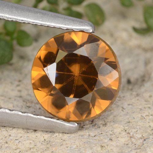 1.54ct 자연스러운 미디엄 오렌지 지르콘, 둥근, VVS-VS