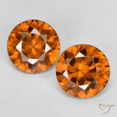 2.28캐럿 천연 딥 오렌지 지르콘 보석, 라운드 컷, 6.00 mm, VVS-VS