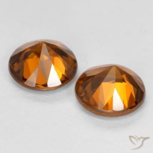 2.28캐럿 천연 딥 오렌지 지르콘 보석, 라운드 컷, 6.00 mm, VVS-VS