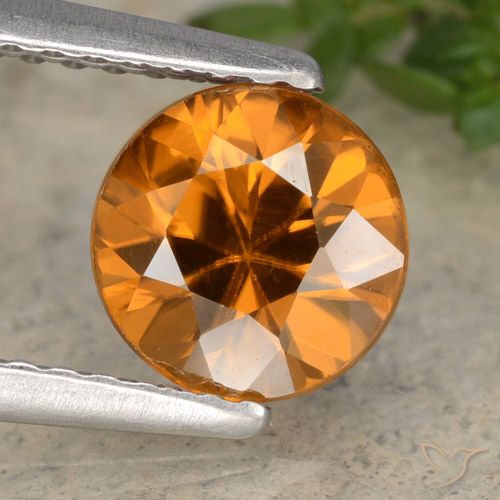 1.54ct 자연스러운 오렌지 브라운 지르콘, 둥근, VVS-VS