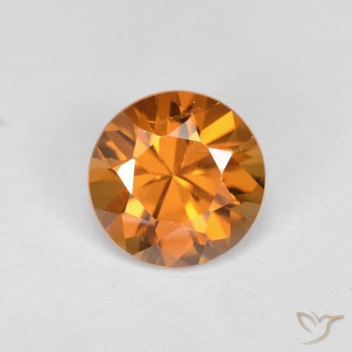 1.58ct 자연스러운 미디엄 오렌지 지르콘, 둥근, VVS-VS