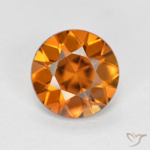1.24ct 자연스러운 미디엄 오렌지 지르콘, 둥근, VVS-VS