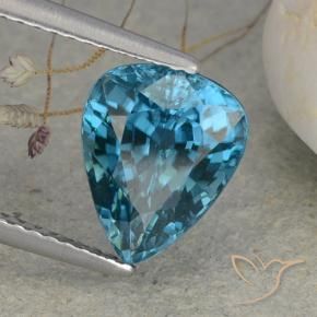 4.54캐럿 천연 라이트 프러시안 블루 지르콘, 배 모양, VVS