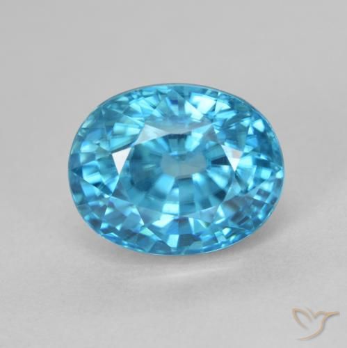 5.24ct 자연스러운 일렉트릭 블루 지르콘, 타원형, VVS