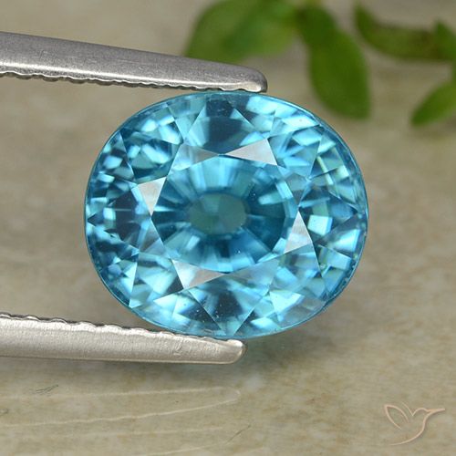 5.47ct 자연스러운 파란색 지르콘, 타원형, VVS