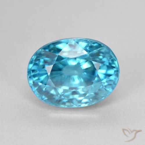 5.84캐럿 천연 인텐스 블루 지르콘, 타원형 컷, 10×7.6 mm, VVS-VS