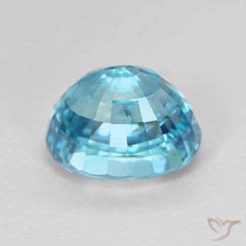 5.84캐럿 천연 인텐스 블루 지르콘, 타원형 컷, 10×7.6 mm, VVS-VS