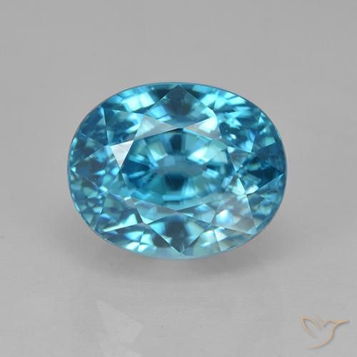 5.86ct 자연스러운 일렉트릭 블루 지르콘, 타원형, VVS