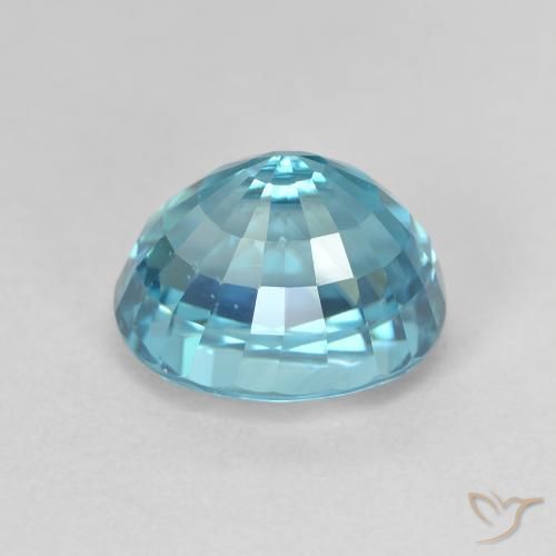 4.98캐럿 천연 초록빛이 도는 파란색 지르콘, 타원형, VVS