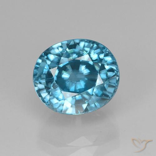 5.07ct 자연스러운 인텐스 실버 아쿠아 블루 지르콘, 타원형, VVS