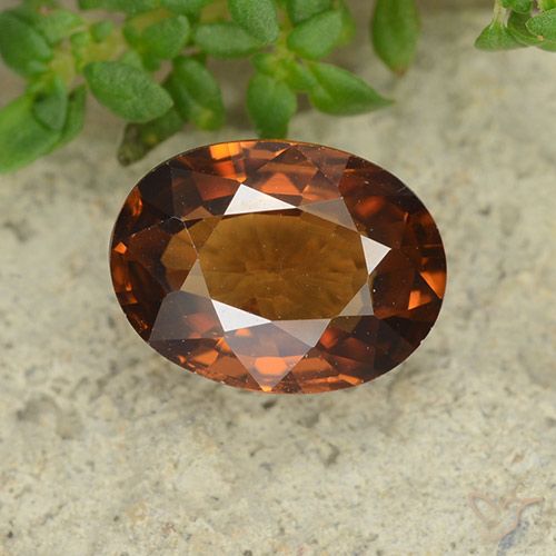 1.69ct 자연스러운 미디엄 다크 오렌지 지르콘, 타원형, VS
