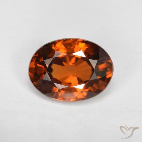 1.75ct 자연스러운 다크 오렌지 지르콘, 타원형, VVS-VS