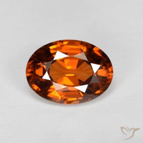 1.74ct 자연스러운 다크 오렌지 지르콘, 타원형, VVS