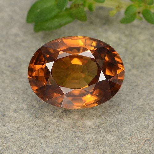 2.00ct 자연스러운 미디엄 다크 오렌지 지르콘, 타원형, VVS-VS
