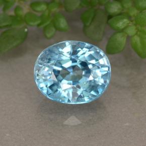 2.18캐럿 천연 블루 지르콘, 타원형 컷, 7.5×6.2 mm, VVS