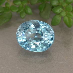 2.18캐럿 천연 블루 지르콘, 타원형 컷, 7.5×6.2 mm, VVS