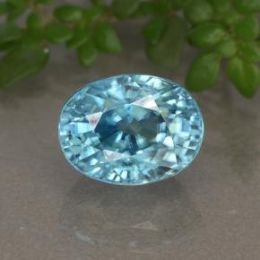 2.81캐럿 천연 미디엄 블루 지르콘, 타원형 컷, 8.1×6.2 mm, VVS