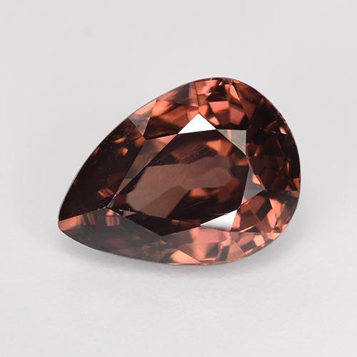 4.62캐럿 천연 딥 로즈 레드 지르콘, 배 모양, 10.8×8 mm, VVS-VS