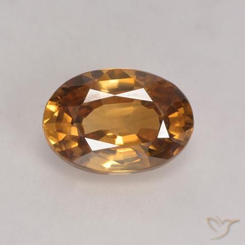 1.57ct 자연스러운 골든 브라운 지르콘, 타원형, VVS
