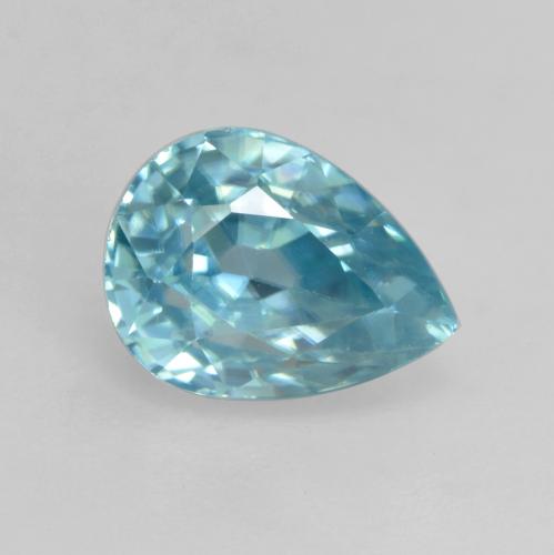 2.01캐럿 천연 아쿠아 블루 지르콘, 배 모양, 7.6×5.7 mm, VVS-VS