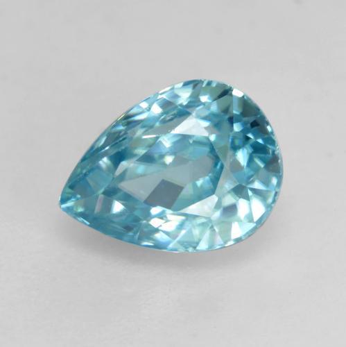 2.01캐럿 천연 아쿠아 블루 지르콘, 배 모양, 7.6×5.7 mm, VVS-VS