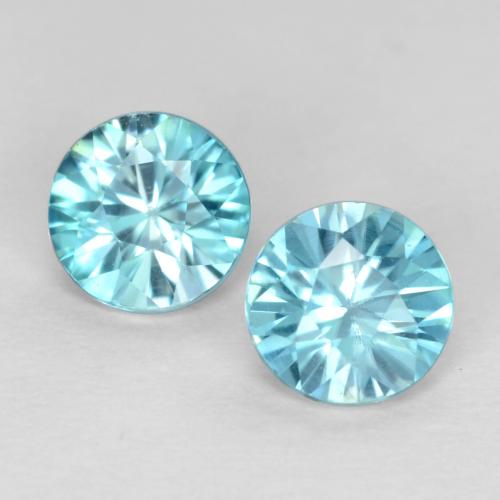 0.97캐럿 천연 밝은 하늘색 지르콘 보석, 라운드 컷, 4.39 mm, VS