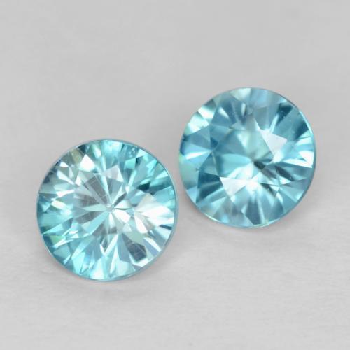 0.97캐럿 천연 밝은 하늘색 지르콘 보석, 라운드 컷, 4.39 mm, VS