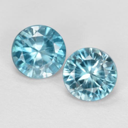 1.10캐럿 천연 녹청색 지르콘 보석, 라운드 컷, 4.59 mm, VS
