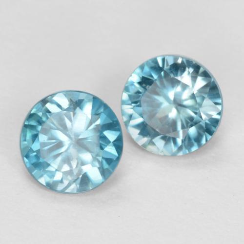 1.10캐럿 천연 녹청색 지르콘 보석, 라운드 컷, 4.59 mm, VS