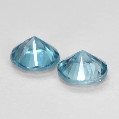 1.10캐럿 천연 녹청색 지르콘 보석, 라운드 컷, 4.59 mm, VS