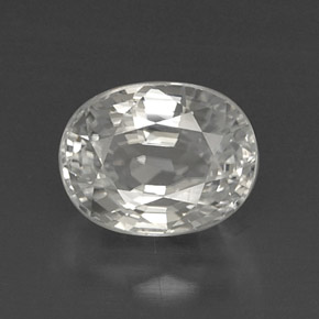 8.64캐럿 천연 화이트 지르콘, 타원형 컷, 11.6×9.1 mm, VVS