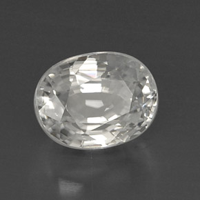8.64캐럿 천연 화이트 지르콘, 타원형 컷, 11.6×9.1 mm, VVS