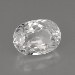 8.09캐럿 천연 화이트 지르콘, 타원형 컷, 11.7×8.5 mm, VVS-VS